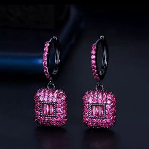 Swarovski elements earrings pink hematite finish